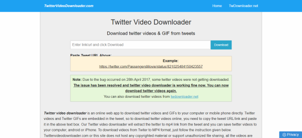 Descargador de videos de Twitter (Android)