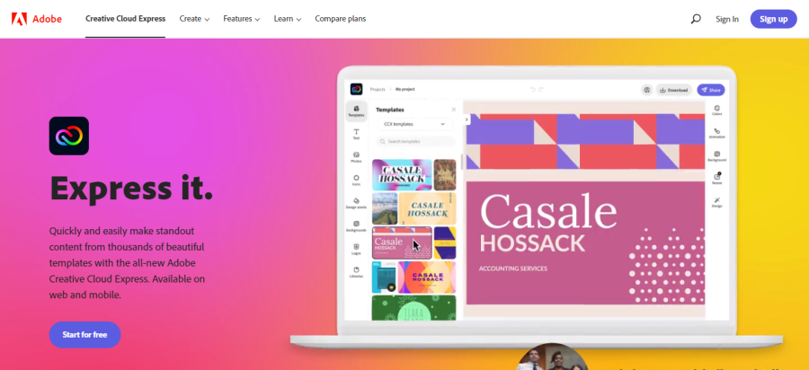 Adobe Spark - Alternativas a Canva