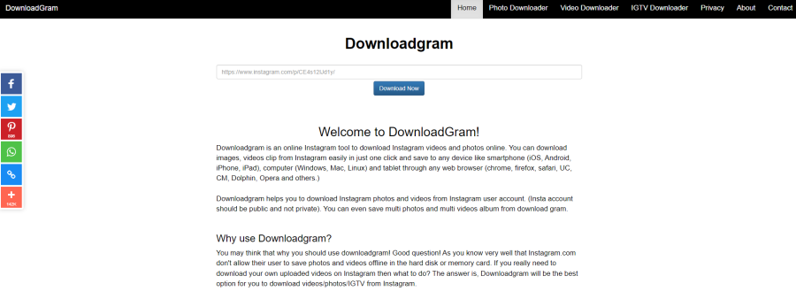 DownloadGram - Téléchargeur de vidéos Instagram