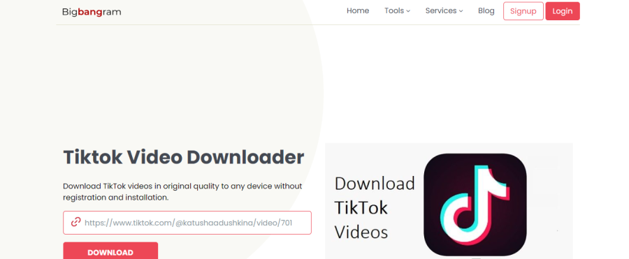 BigBangRam - Downloader de vídeo TikTok