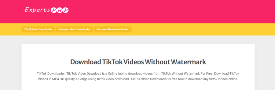 ExpertsPhp - TikTok video downloader