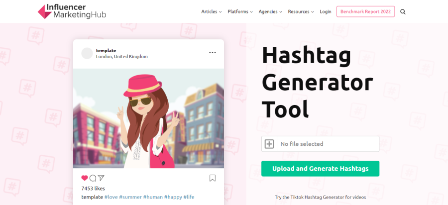 Influencer Marketing Hub - generator de hashtag-uri Instagram