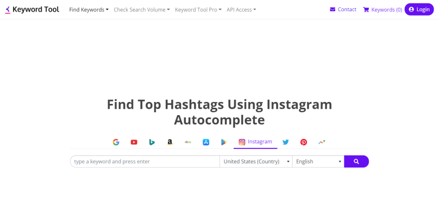 Strumento per le parole chiave - Generatore di hashtag di Instagram