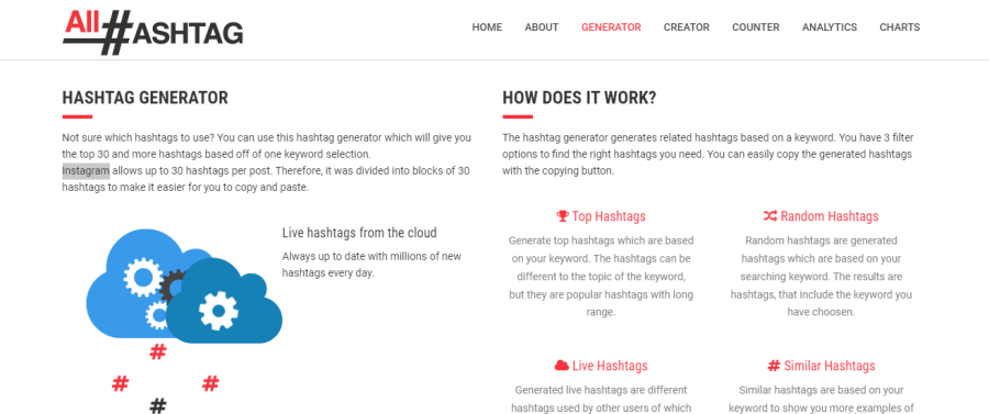 Tutti gli hashtag - Generatore di hashtag di Instagram