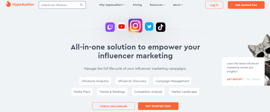 HypeAuditor - analyse d'instagram