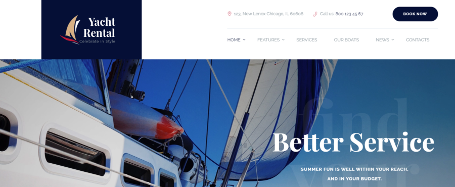 Service de location de yachts et de bateaux - Thèmes WordPress pour la location de yachts