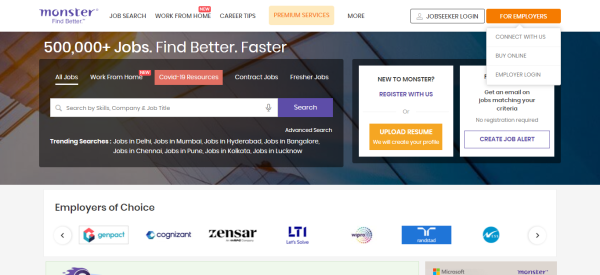 Monster - melhores motores de busca de emprego