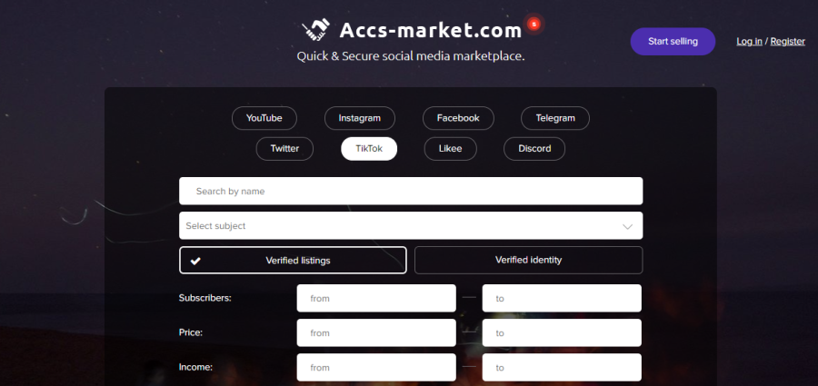 Mercado ACCS - vender conta tiktok