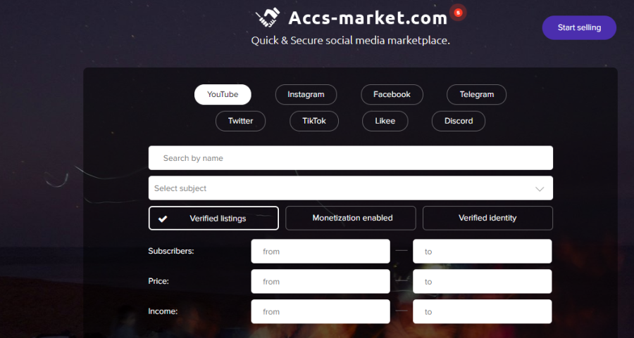 Accs-Market - comprar canal do youtube