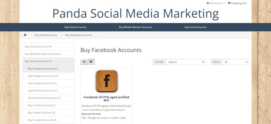 Panda Social Media Marketing - Compre uma conta no Facebook