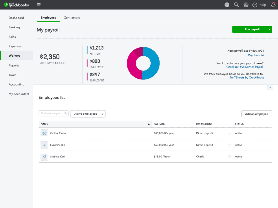 برنامج كشوف المرتبات - Quickbooks payroll