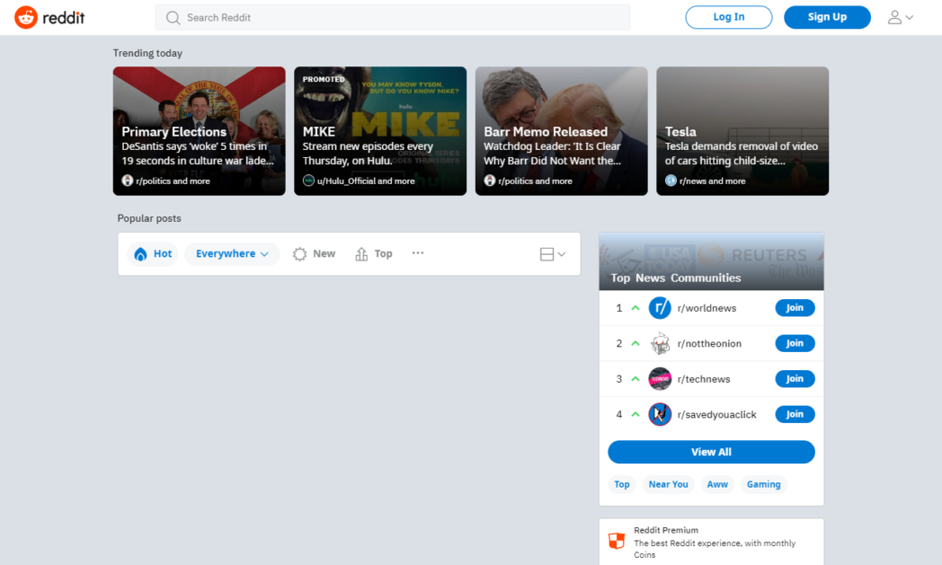 Reddit Homepage