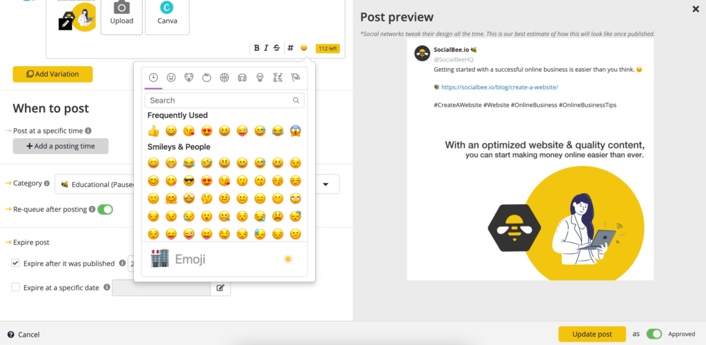 emoji SocialBee