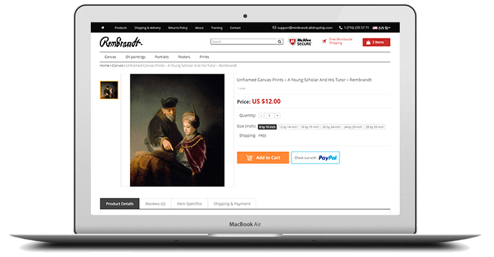 Rembrandt เป็นอีกหนึ่งธีม wordpress dropshipping ยอดนิยมโดย alidropship