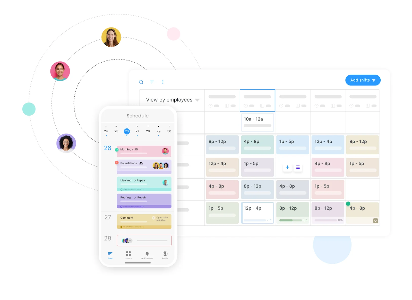 App calendario Connecteam per l'interfaccia utente dell'utilità di pianificazione per iPhone