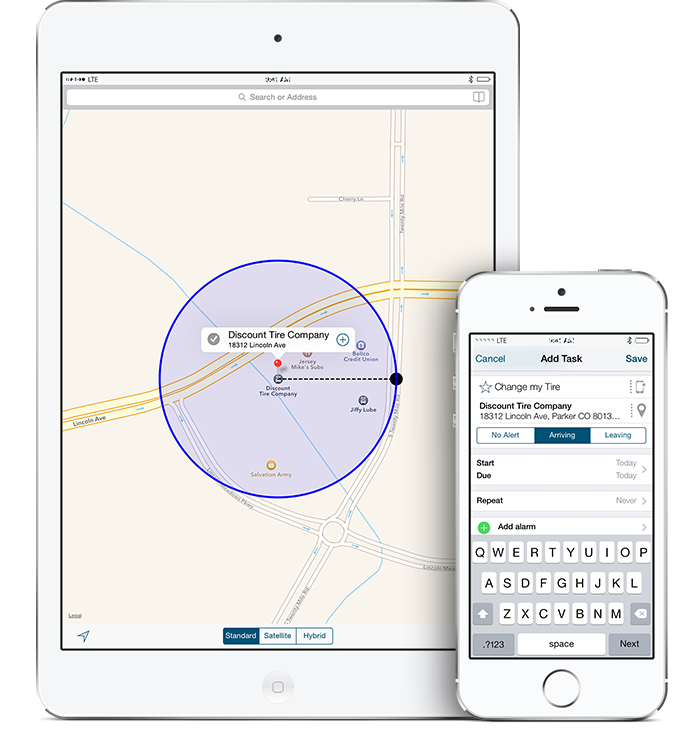 Informant 5 App calendario calendario per l'interfaccia utente iPhone di geofence