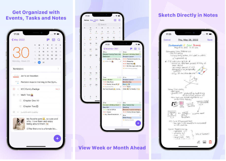 App calendario Planner Pro per l'interfaccia utente di iPhone