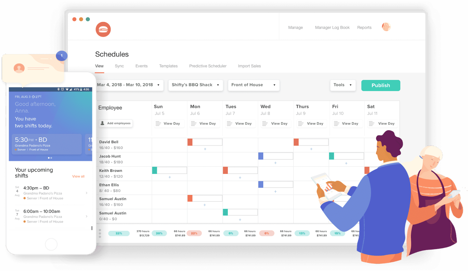 7shifts scheduling software for business user interface