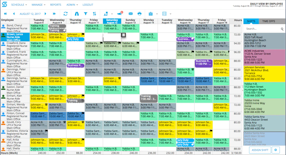 Antarmuka pengguna Snap Schedule 365 Work Schedule Maker