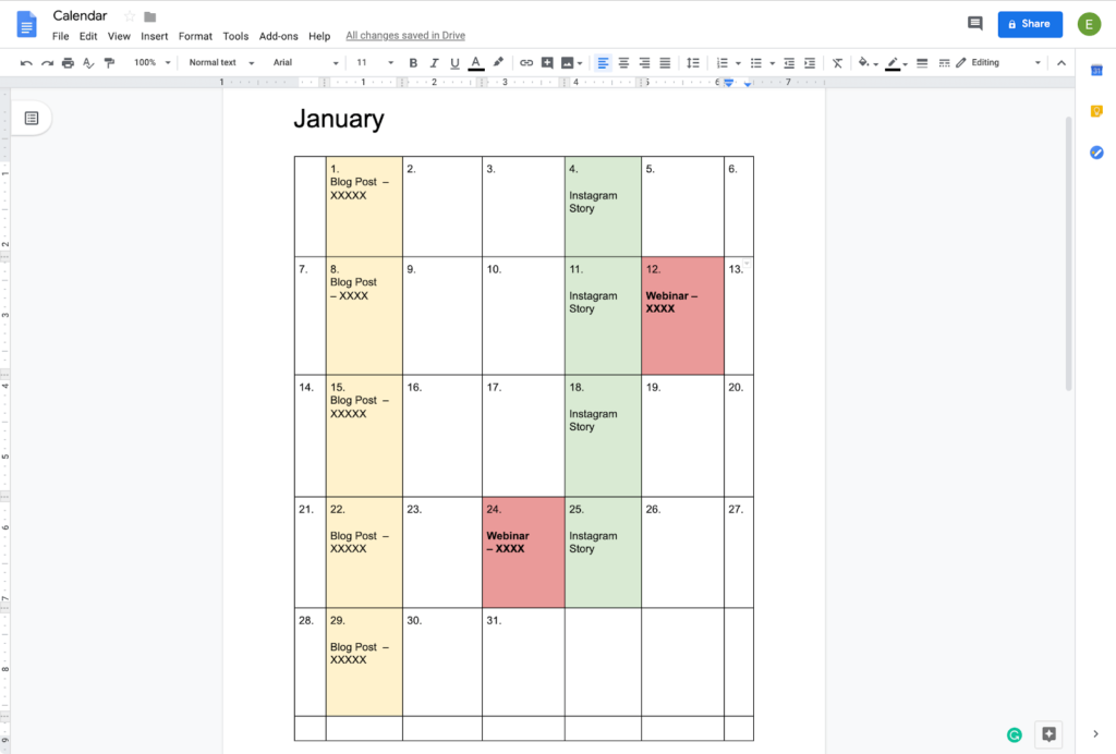 Pembuat Jadwal Kerja Google Documents