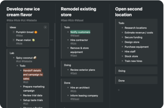 Daftar tugas multi-level di aplikasi Workflowy