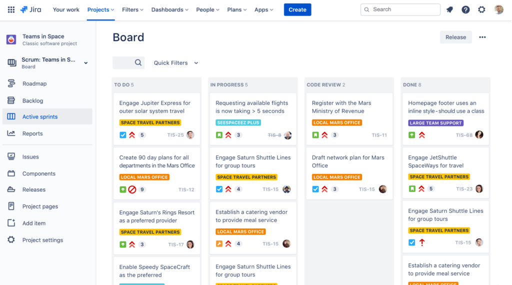 jira to-do list app desktop view