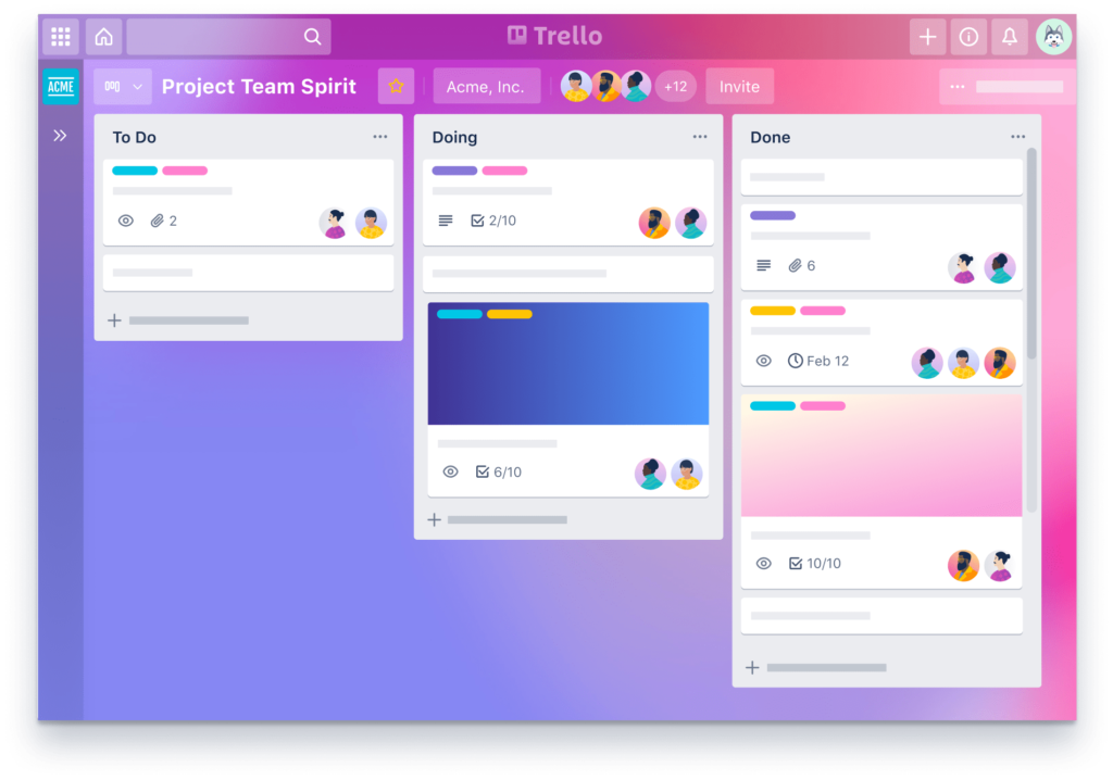 ส่วนต่อประสานผู้ใช้แอพวางแผน Trello