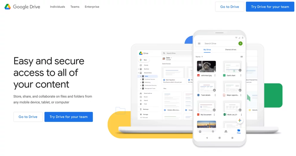 antarmuka pengguna aplikasi berbagi google-drive