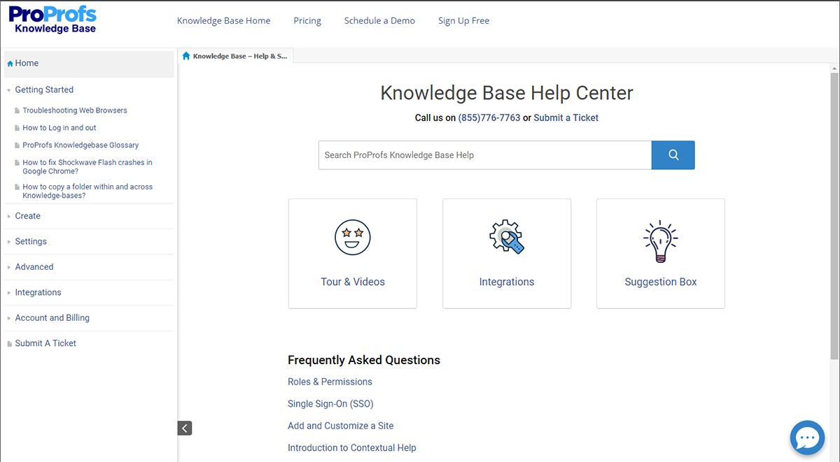 ProProfs knowledge management user interface