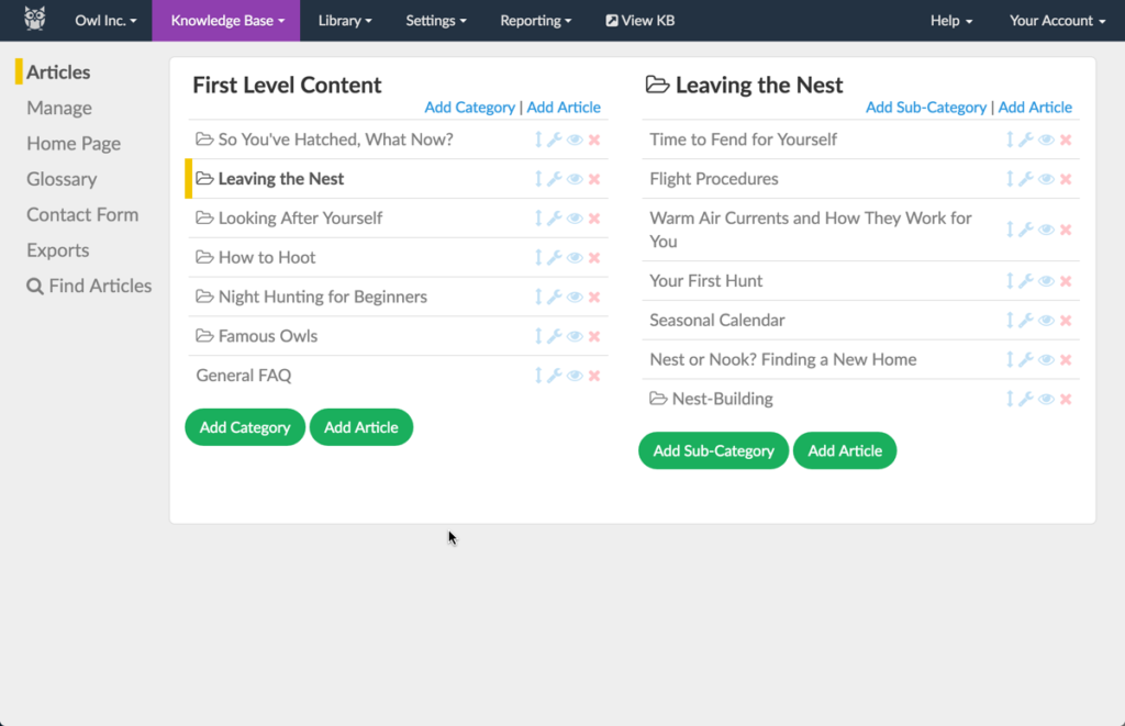 knowledgeowl knowledge management user interface