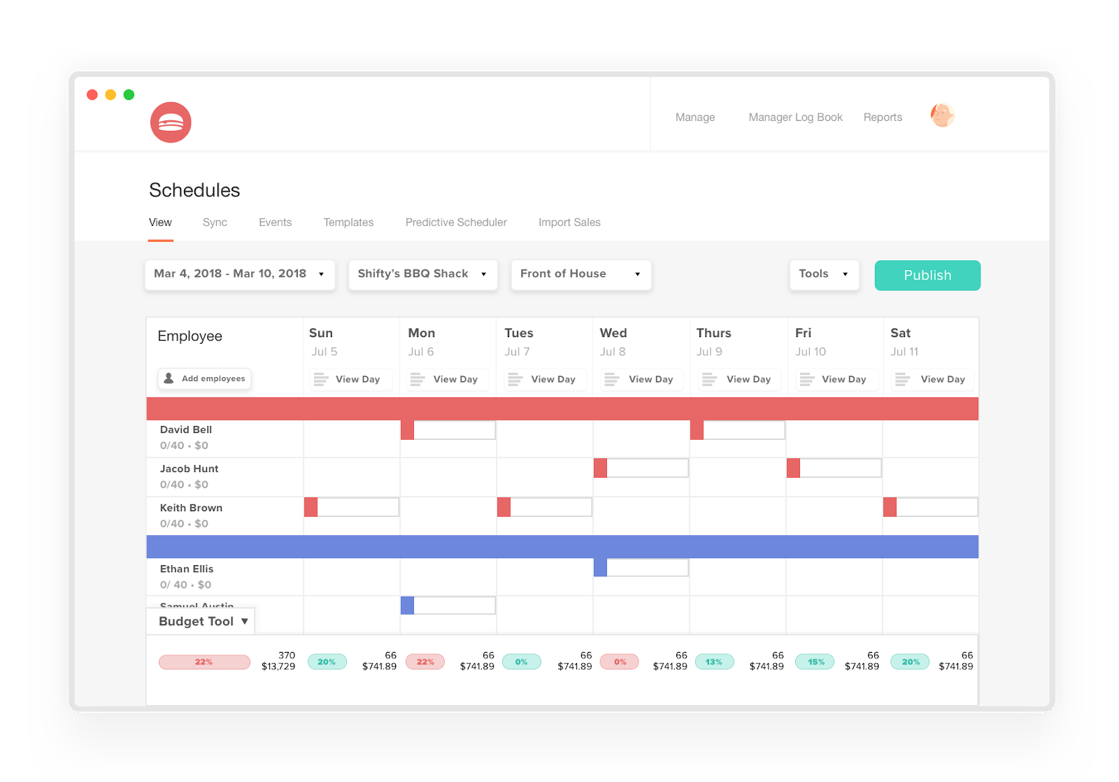 7Shifts scheduling program user interface