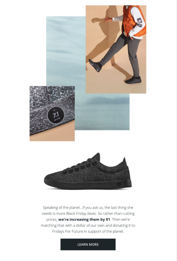 Allbirds - hayır kurumu Black Friday promosyonu