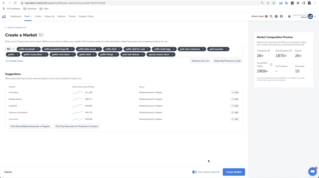 สร้างตลาดใน Market Tracker 360