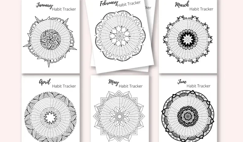 PDF Undated Mandala Habit Tracker