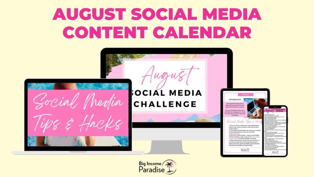 Calendario dei contenuti dei social media di agosto