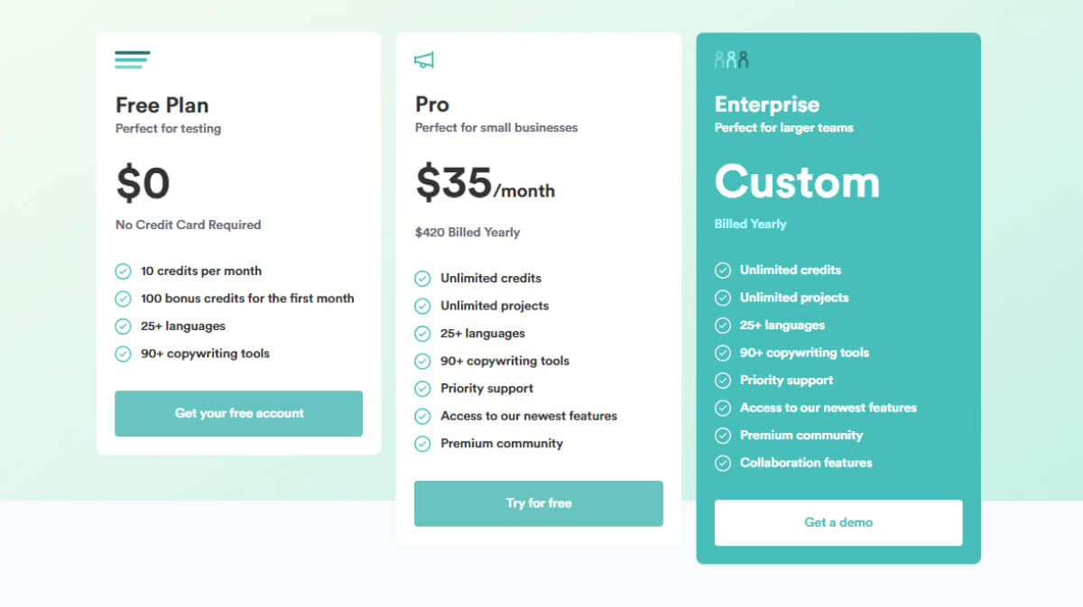 copy-ai-pricing 페이지