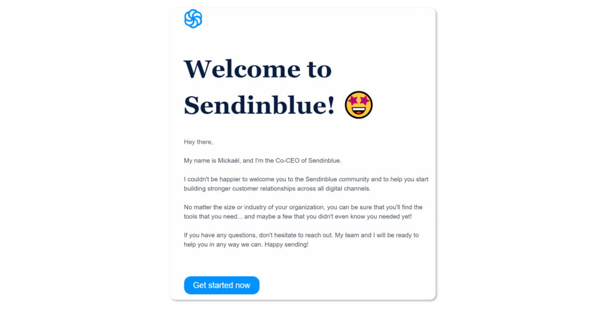 sendinblue 電子郵件意識示例