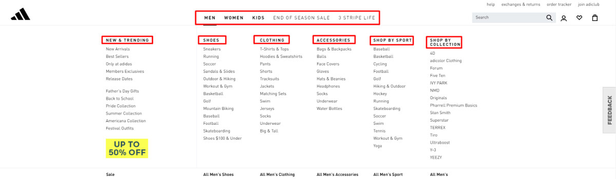 adidas-example-of-good-structure-website