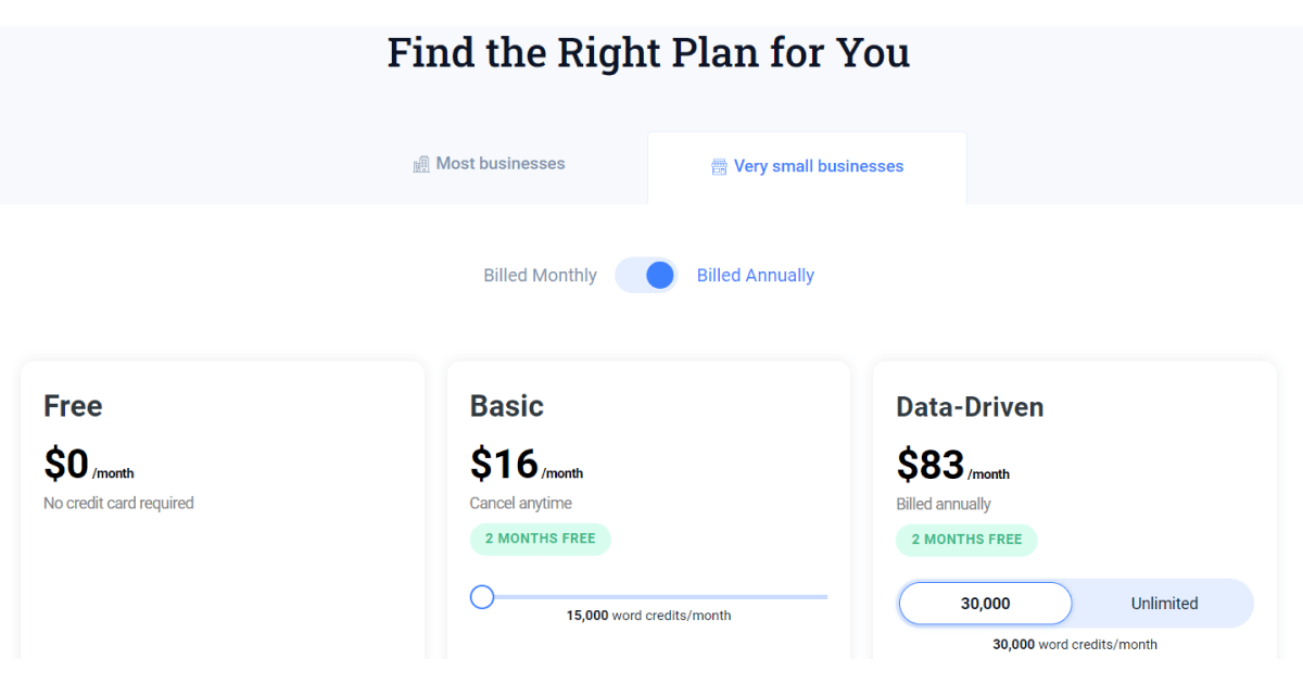 plano de preços qualquer palavra