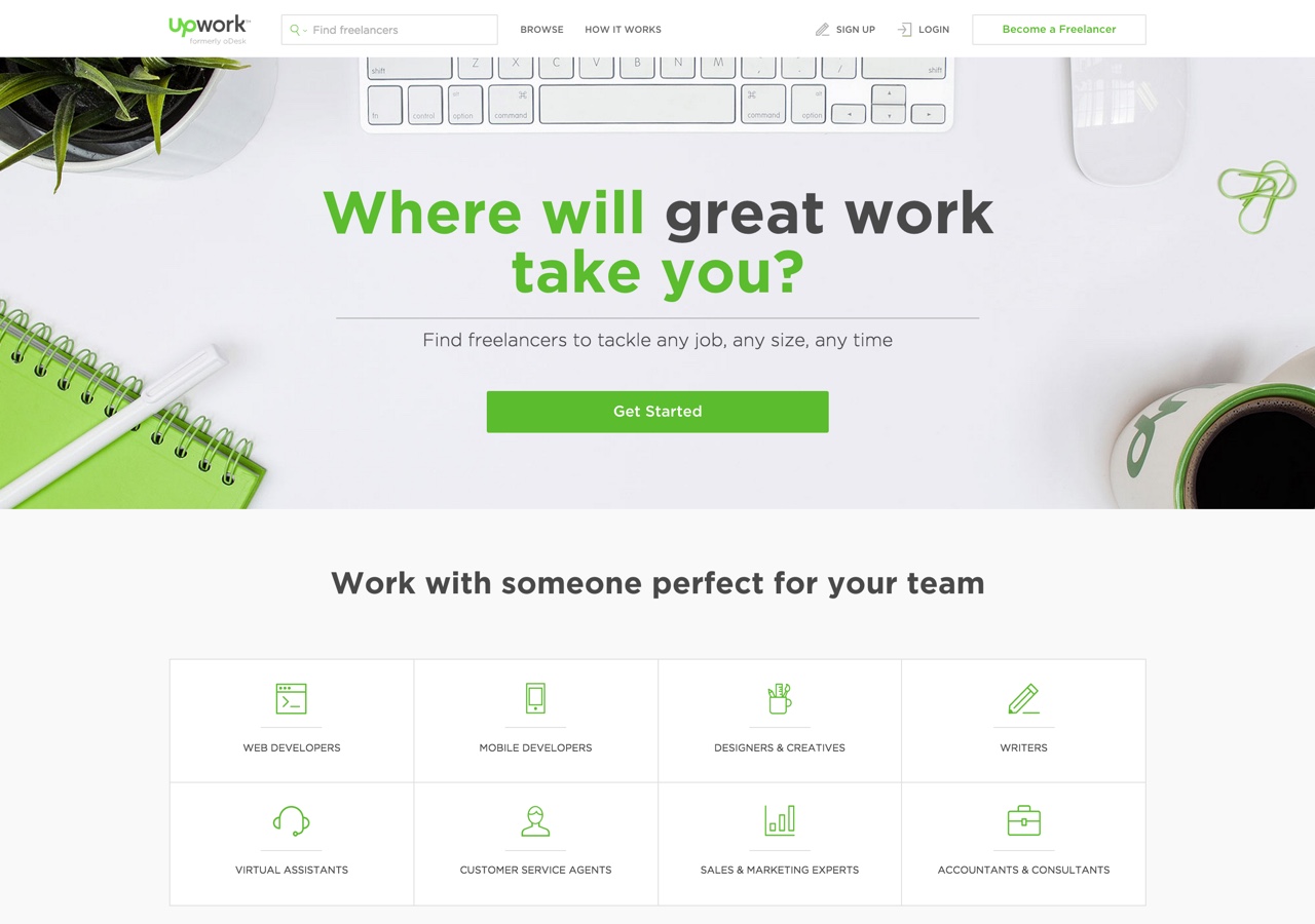 Upwork 웹사이트 스크린샷