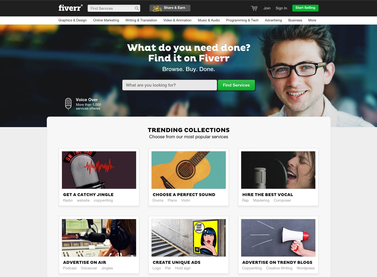 Screenshot der Fiverr-Website