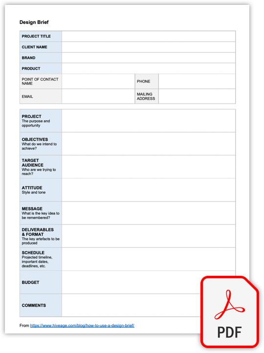 Design-Briefing-PDF-Vorlage von Hiveage