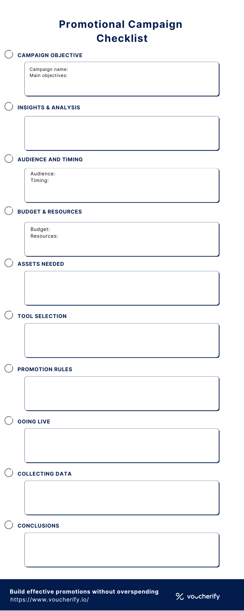 Plantilla de lista de verificación de campaña promocional