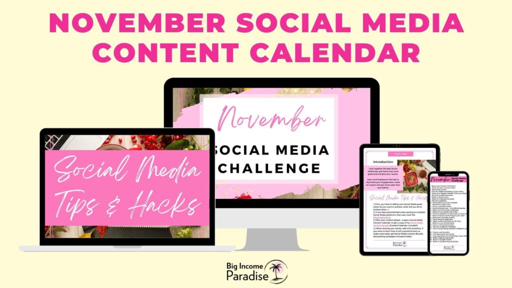 Calendario dei contenuti dei social media di novembre