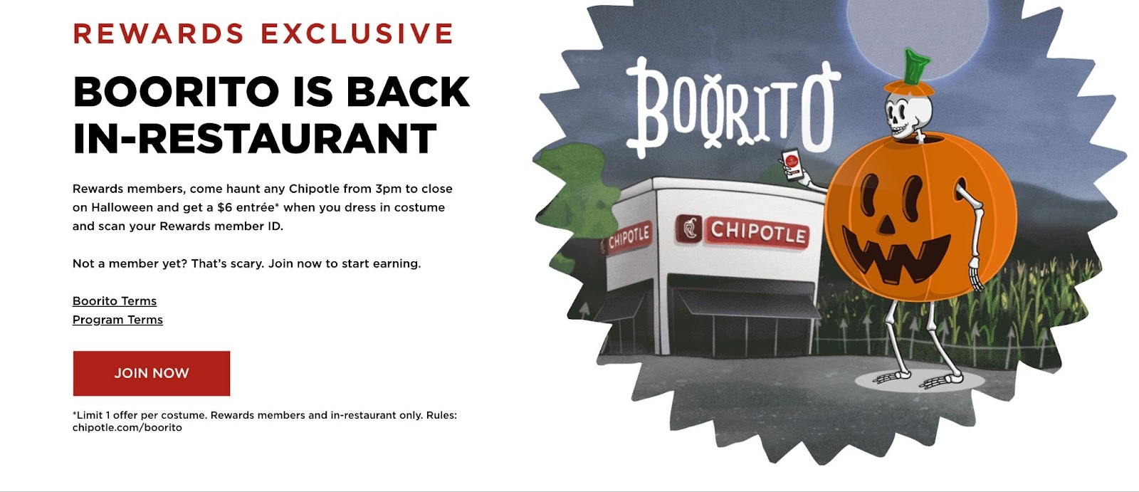 Promoción especial de Halloween de Chipotle