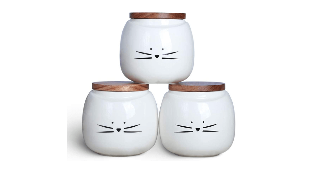 Koolkatkoo Ceramic Cat White Canister Set Penyimpanan Makanan Gula Teh Kopi