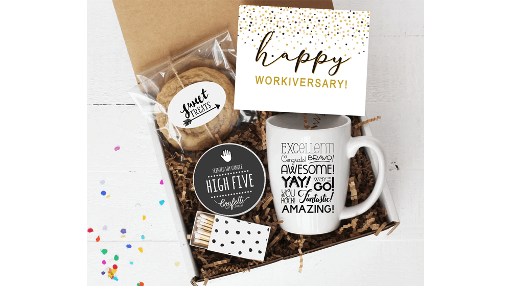 Happy Workiversary Mug Caja de regalo - Regalo de aniversario de trabajo