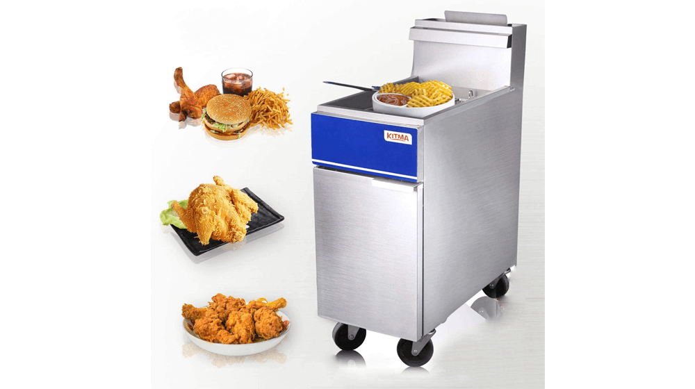 Kitma Commercial Deep Fryer - 50 lb. 天然ガス 4 チューブ フロア フライヤー