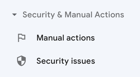 Google Search Console 보안 및 수동 조치 섹션