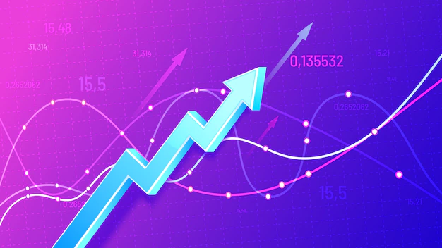 Menumbuhkan panah jadwal keuangan 3d